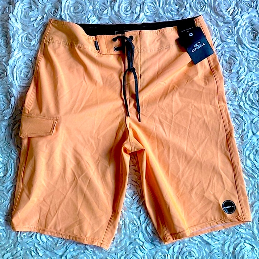 New O’Neill peach orange swim trunks